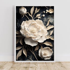 Poster + Postkarte: 3D Pfingstrosen Poster | Digitale Wandkunst | Blumen Poster Druckvorlage | Wanddeko | Digitaler Download | Wandbild