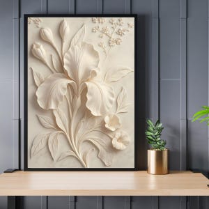 Poster + Postkarte: 3D Iris Lilie Poster | Digitale Wandkunst | Blumen Poster Druckvorlage | Wanddeko | Digitaler Download | Wandbild