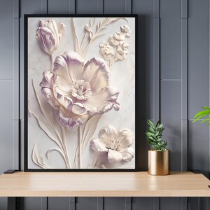 Poster + Postkarte: 3D Tulpen Poster | Digitale Wandkunst | Blumen Poster Druckvorlage | Wanddeko | Digitaler Download | Wandbild