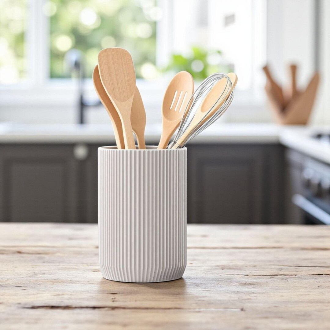 Modern Ribbed Kitchen Utensil Holder – Elegant Home Décor Accent - Etsy