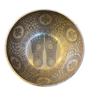 Extra Große Buddha Füße Schnitzen Klangschale-Handgefertigte Klangtherapieschale-Tiefe Entspannende Klangvibration Schale-Yoga Meditation Schale-Große Schale