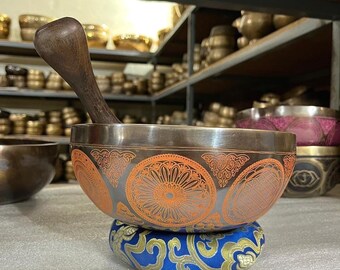 12 Golden Color Bowl-Meditation Bowl-Himalayan Bowl-Yantra Bowl-Therapy Bowl-Tibetan Singing Bowl-Handmade Singing Bowl-Mindfulness Relaxing
