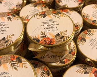 Boîte à enchères Nikah personnalisée élégante | Coffret cadeau mariage islamique | Cadeau de mariage personnalisé | Coffret cadeau mariage musulman avec ruban et motif floral