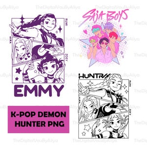 Huntrix Kpop PNG SVG | Kpop Demon Hunters Digital Download | Korean Idol Group Sublimation Design | Saja Girls Clipart for Fans