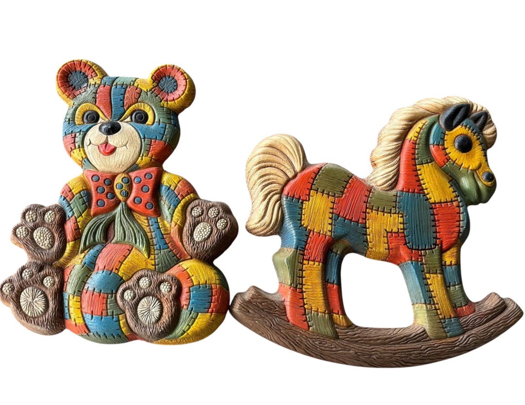 Vintage Patchwork Foam Craft Wall Hangings (1979) - Etsy