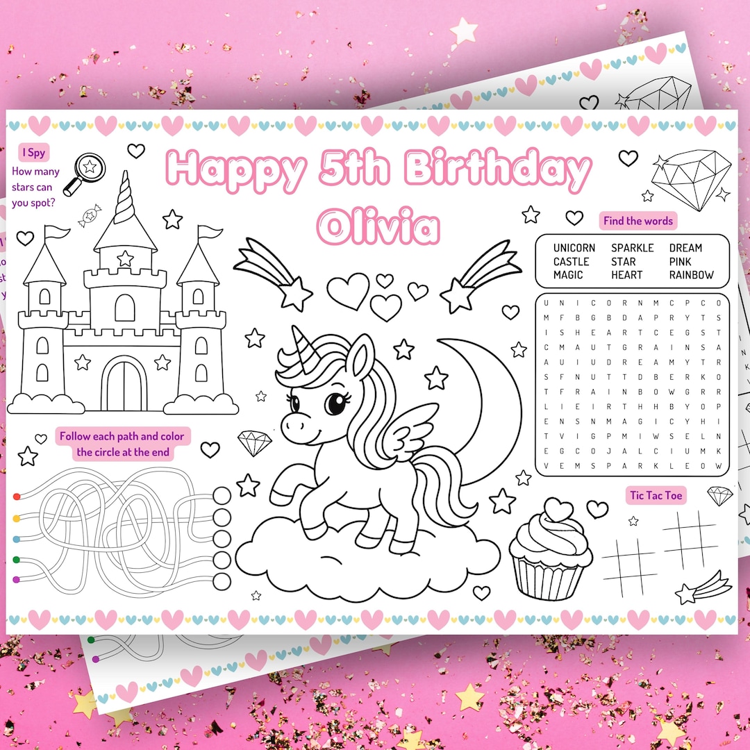 Editable Unicorn Party Coloring Sheet, Printable Pink Rainbow Birthday ...