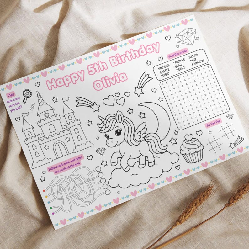 Editable Unicorn Party Coloring Sheet, Printable Pink Rainbow Birthday ...