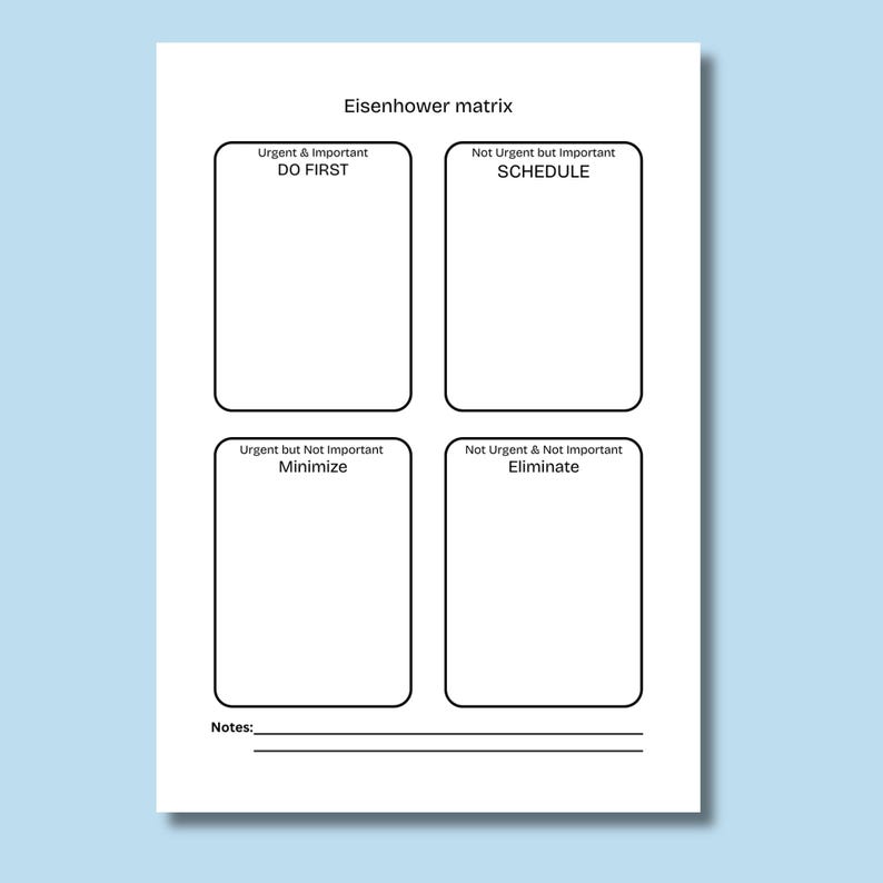Eisenhower Matrix Printable, Priority Matrix, Decision Matrix, Urgent ...