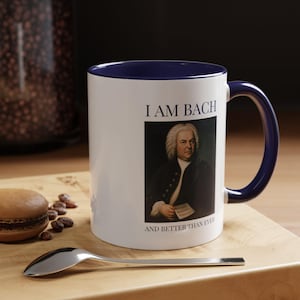 Bach Funny Composer Graphic Mug, Music Lover Gift, Classical Music Cup, Funny Musician Mug, Music Teacher Gag Gift