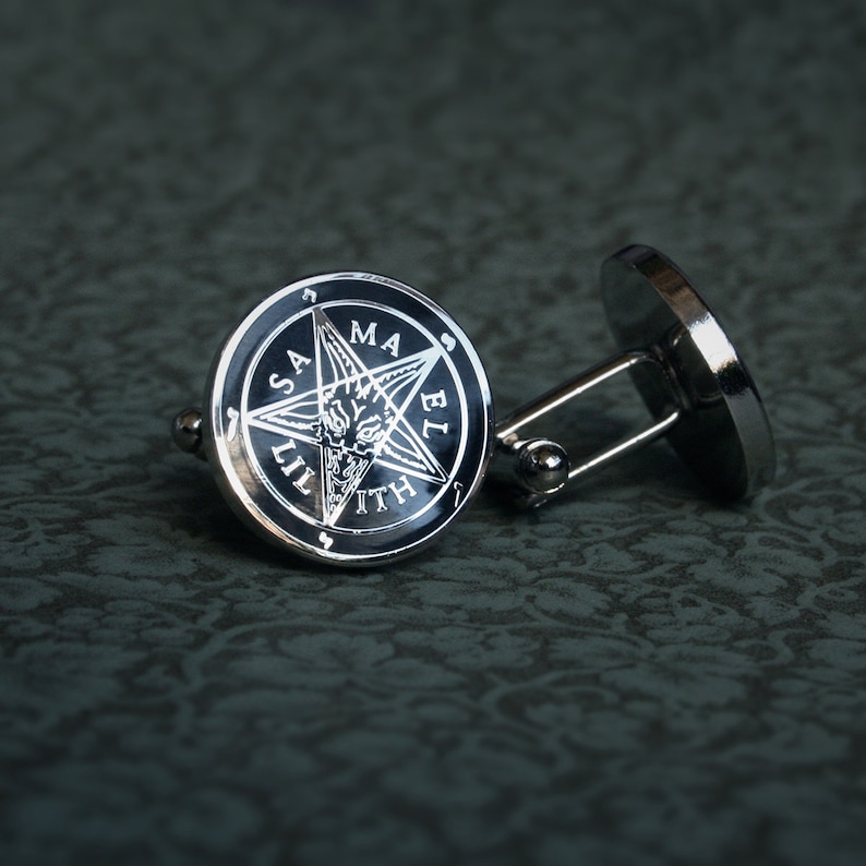 Cufflinks Pentagram Baphomet Samael and Lilith