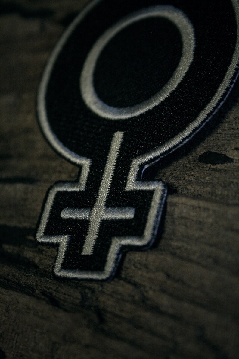 Female symbol with upside down cross PATCH Etsy