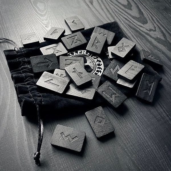 Shadow runes, Elder Futhark Rune wooden rune-set, divination tool - RUNE BRICK SET