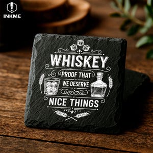 Glowforge files whiskey engraved slate coasters