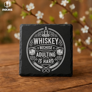 Whiskey coaster svg style laser engraving on slate