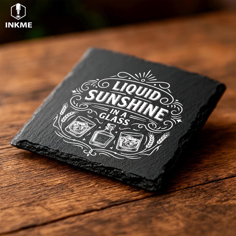 Cowboy theme whiskey engraving slate coaster