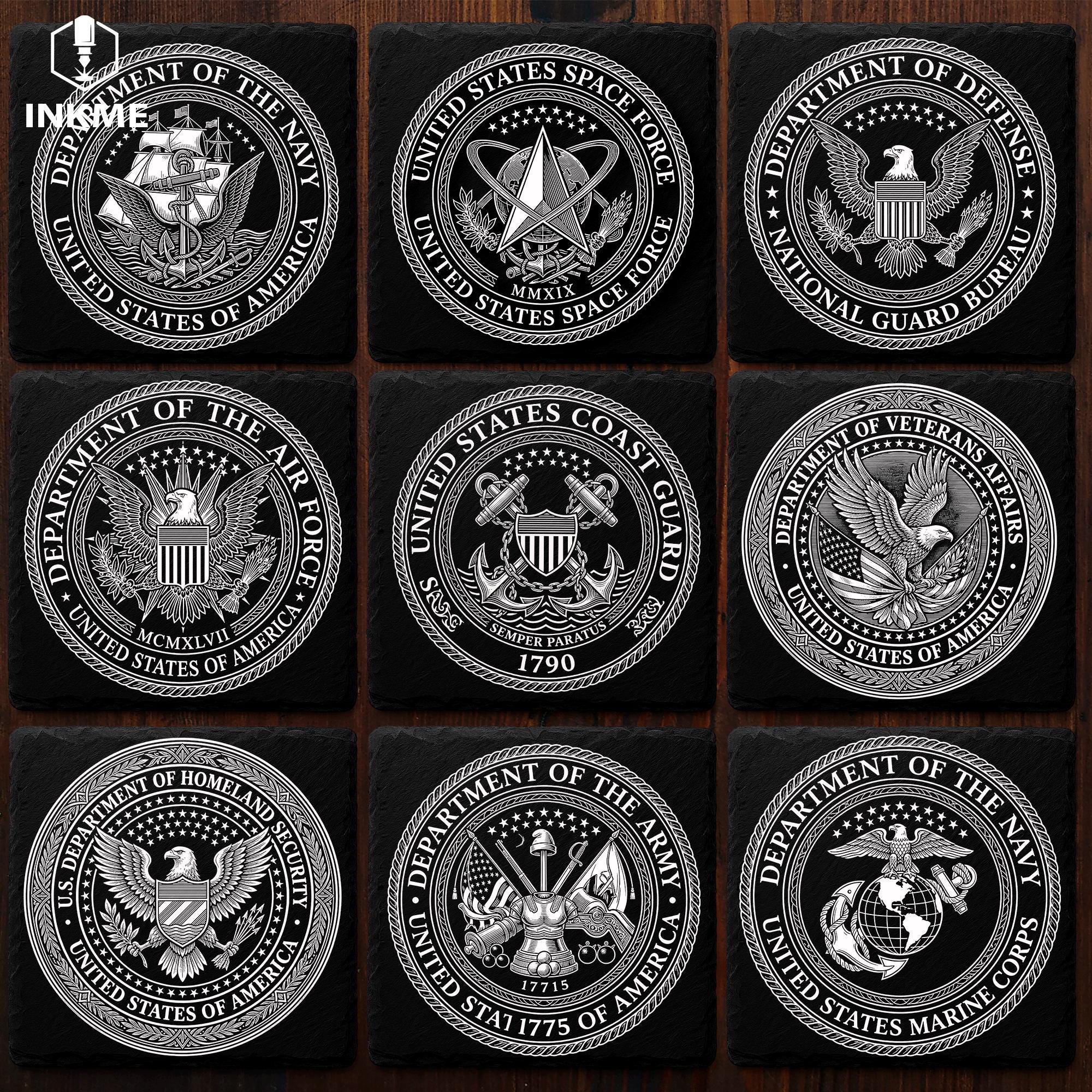Army Coaster Engraving PNG Bundle, Veteran Slate Coaster Laser Files ...