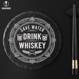 Quote engraving whiskey slate coaster design