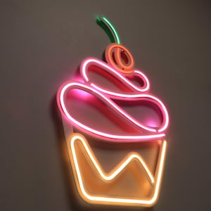 Cupcake Neon Wall Decor  LED  Signs for Kitchen, Bakery & Sweet Shop  Cupcake Sign  Vibrant Neon Art,  Gift for Bakers