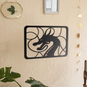 Dragon Metal Wall Art – Mythical Creature  Decor – Fantasy Steel Hanging, Gothic Dragon Silhouette, Medieval Home Decor