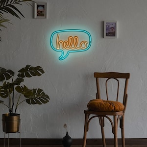Hallo, Leuchtreklame, LED-Wanddekor, Wohnzimmerlicht, lebendiges Neonwanddekor, Party-Neonwandkunst, einzigartiges Designs für jeden Raum