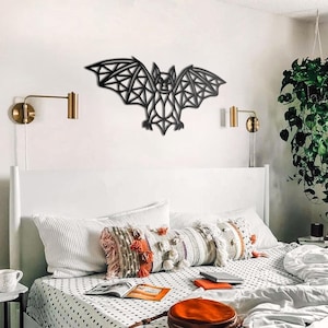 Flying Bat Metal Wall Art – Gothic Halloween Decor for Bedroom, Office or Spooky Gallery Wall