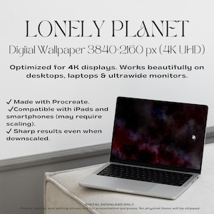 Lonely Planet – Artistic Nebula Digital Wallpaper - Desktop & Mobile Digital Download 4K UHD