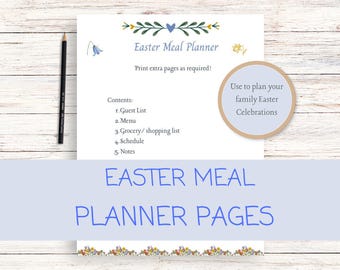 Paasmaaltijd feestplanner afdrukbare organisator instant download (6 pagina's)