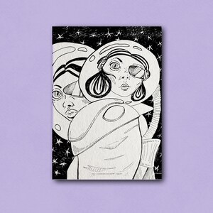 Illustrazione originale DOBLEZETA, formato A5, inchiostro nero su carta riciclata