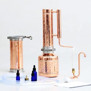 Destilador de aceites esenciales, alambique de cobre pequeño, destilador de estufa, kit de destilación por vapor - 4 L (1,1 galones)