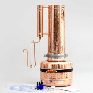 Large Copper Essential Oil Distiller, Still for Steam Distillation, Hydrosol Maker & Herbal Extraction Kit