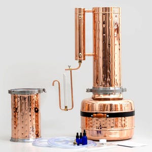 Copper Essential Oil Distiller – 14Gal Professional Steam Distillation Kit, Alembic Still for Hydrosol & Botanical Extraction