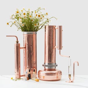 Copper Essential Oil Extractor, Essential Oil Steam Distillation Equipment, Hydrosol Distiller Set - 1,1Gal (4L), Copper Pro
