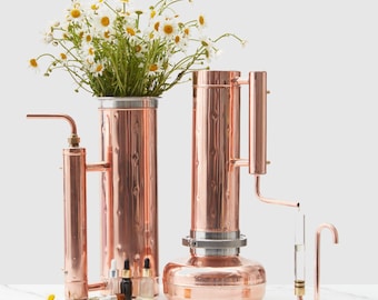 Estrattore di oli essenziali in rame, attrezzatura per distillazione a vapore di oli essenziali, set di distillazione di idrosol - 1,1 galloni (4 litri), Copper Pro