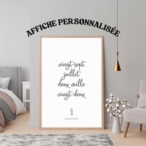 Póster personalizado para descargar para pareja, fecha de boda, fecha de reunión, regalo de boda personalizado