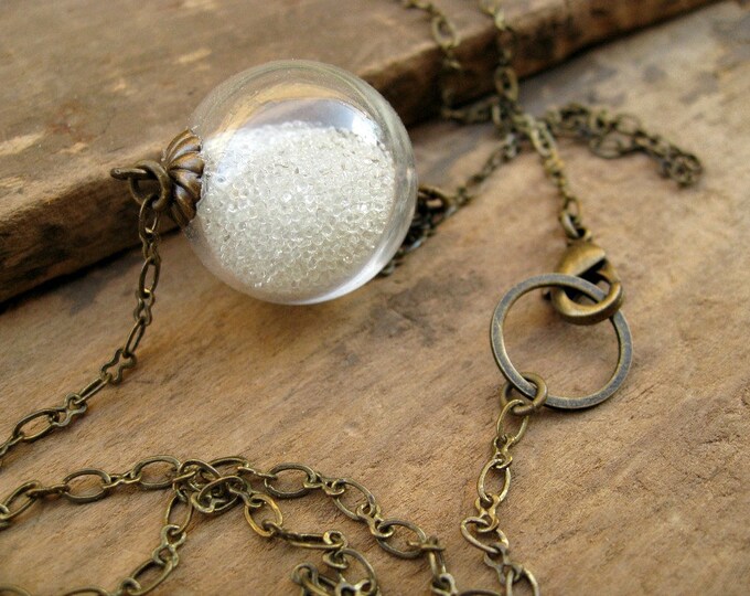 Glass Bubble Necklace Clear Glass Orb Necklace Glass Sphere Etsy