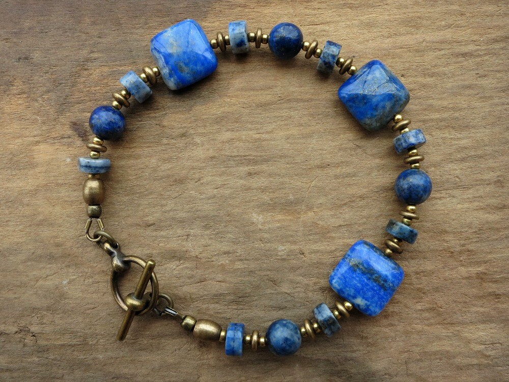 Lapis Lazuli Bracelet Blue and Gold Bohemian Beaded Bracelet Etsy