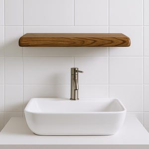 Étagère flottante en bois moderne et minimaliste - Étagère murale en bois massif faite main - Décoration d&#39;intérieur en bois naturel