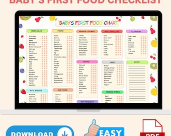 Baby First Food Checklist, BLW Chart (Digital Download)