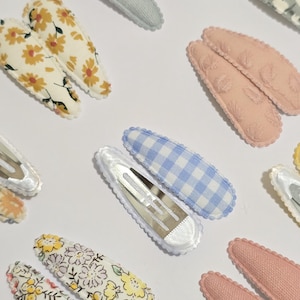 Snap clips, baby girl hair clips, fabric snap clips, fabric barrette, fringe clips, baby shower gift, baby birthday clips, toddler hair clip