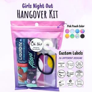 Hangover Kit (Girls Night): Recovery Kit for Bachelor / Bachelorette Party, Girls Trip, Vacation, Birthday Party, Cruise, Festival, etc.