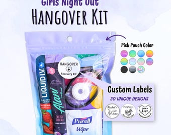 Girls Night Hangover Kit: Recovery pack for Her- Bachelorette Party, Girls Trip, Vacation, Birthday, Cruise, Festival, etc.