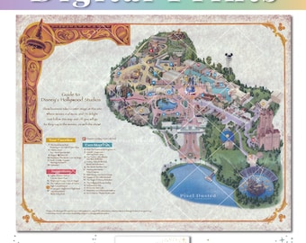 Disney Hollywood Studios Vintage Map Artwork | Retro WDW Property Map | Home Wall Decor Poster | Instant Download | WDW Memorabilia