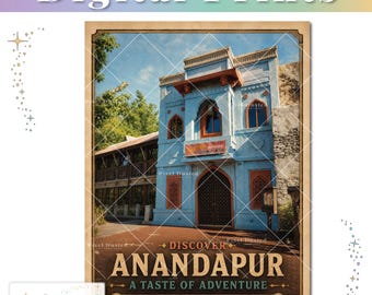 Animal Kingdom Yak & Yeti Inspired Artwork | Vintage Anandapur Poster | Disney Home Decor | Instant Download | WDW Architecture Digital Art