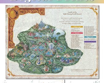 Disney World Resort Vintage Map Artwork | Retro WDW Property Map | Home Wall Decor Poster | Instant Download | WDW Memorabilia | Theme Parks