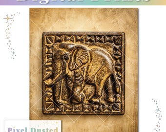 Animal Kingdom Lodge Inspired Elephant Digital Art | African Savanna Elephant Relief | Disney Home Decor | Instant Download | WDW Photograph