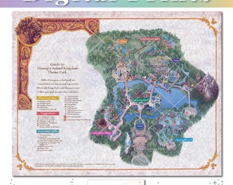 Disney Animal Kingdom Vintage Map Artwork | Retro WDW Property Map | Home Wall Decor Poster | Instant Download | WDW Memorabilia Nostalgia