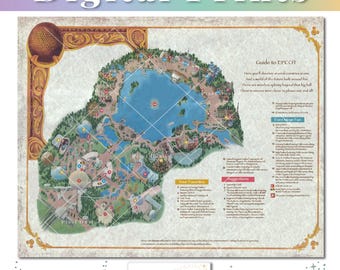 Disney EPCOT Vintage Map Artwork | Retro WDW Property Map | Home Wall Decor Poster | Instant Digital Download | WDW Memorabilia Nostalgia