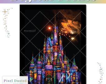 Halloween Colorful Castle Artwork | Mickey's Not So Scary Party Magic Kingdom Print | Boo To You | Disney World Home Decor | WDW Poster Art
