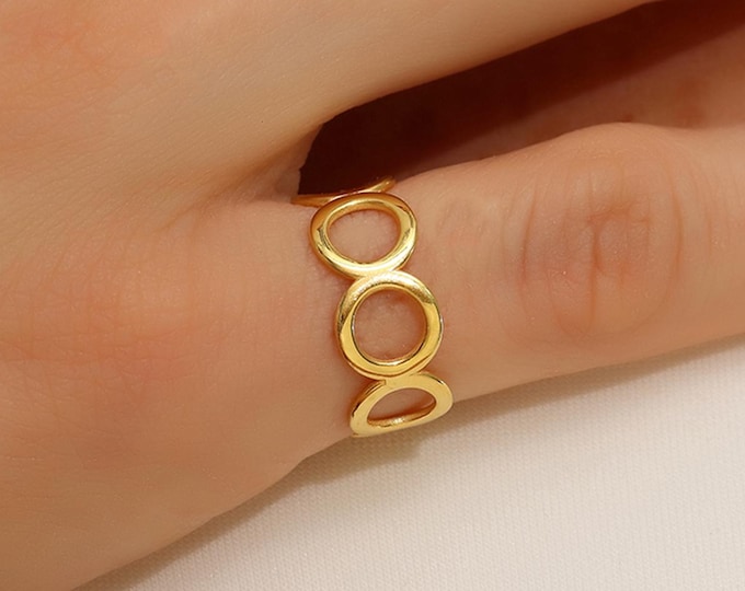 14K Gold Open Circle Ring, Stacking Infinity Band