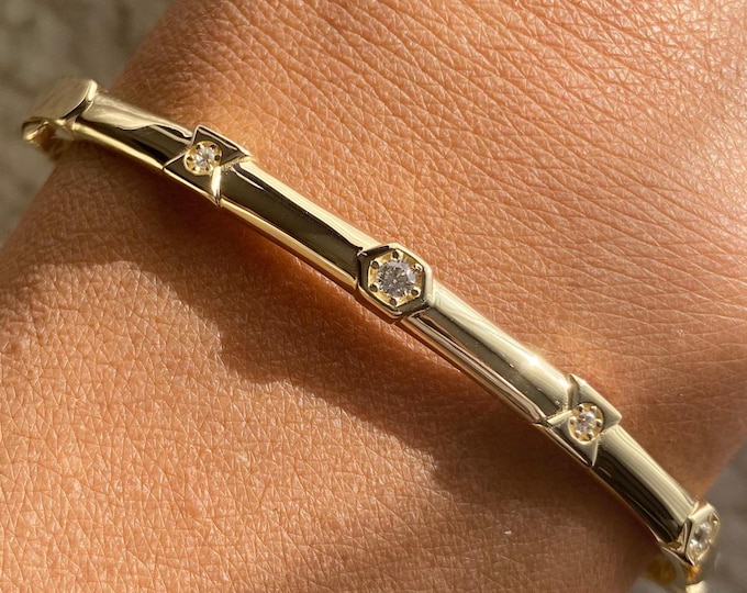 14K Gold Bangle, Diamond Bangle, Bangles, Diamond Bracelet, Chunky Bangle, 10K Gold Bangle, 18K Gold Bangle, Gemstone Bracelet, Bracelets
